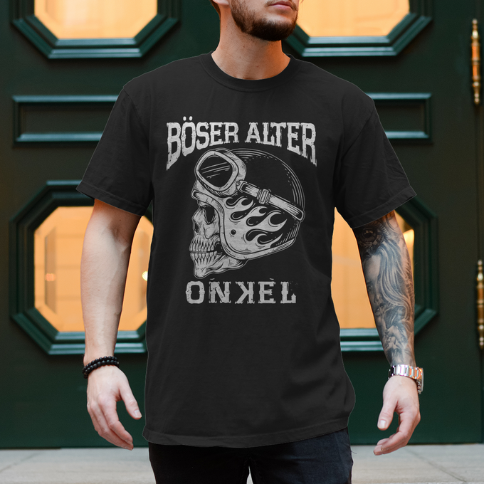 Biker Motorrad T-Shirts "Böser alter Onkel" – Produktansicht