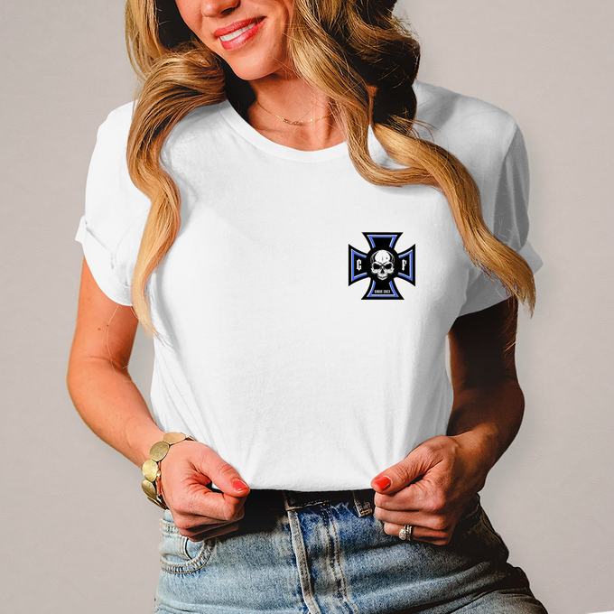 Damen T-Shirt Chopper-Freunde " Vorder und Rückendruck" Variante 2 – Produktansicht