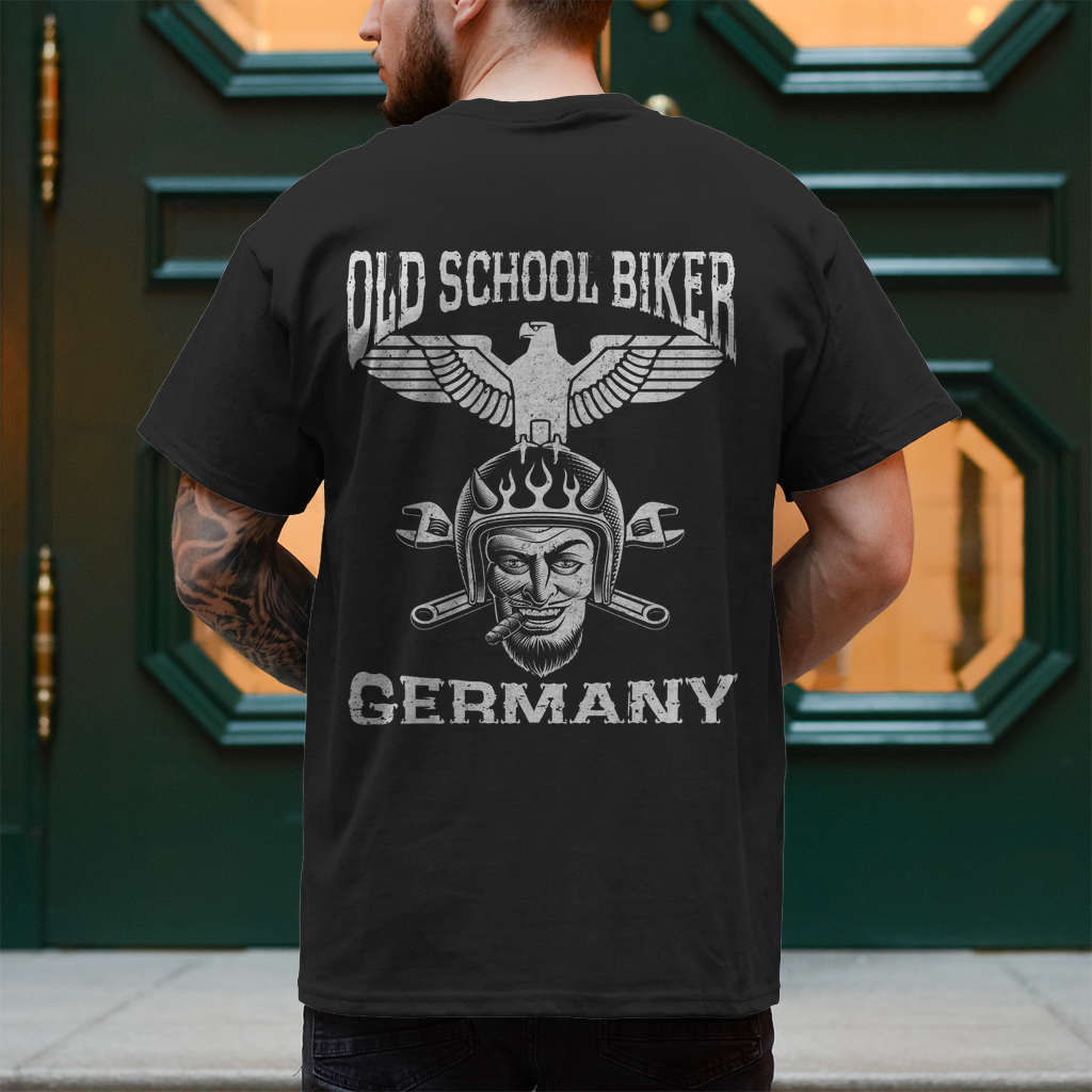 T-Shirt "Old School Biker Germany" Brust und Rückendruck