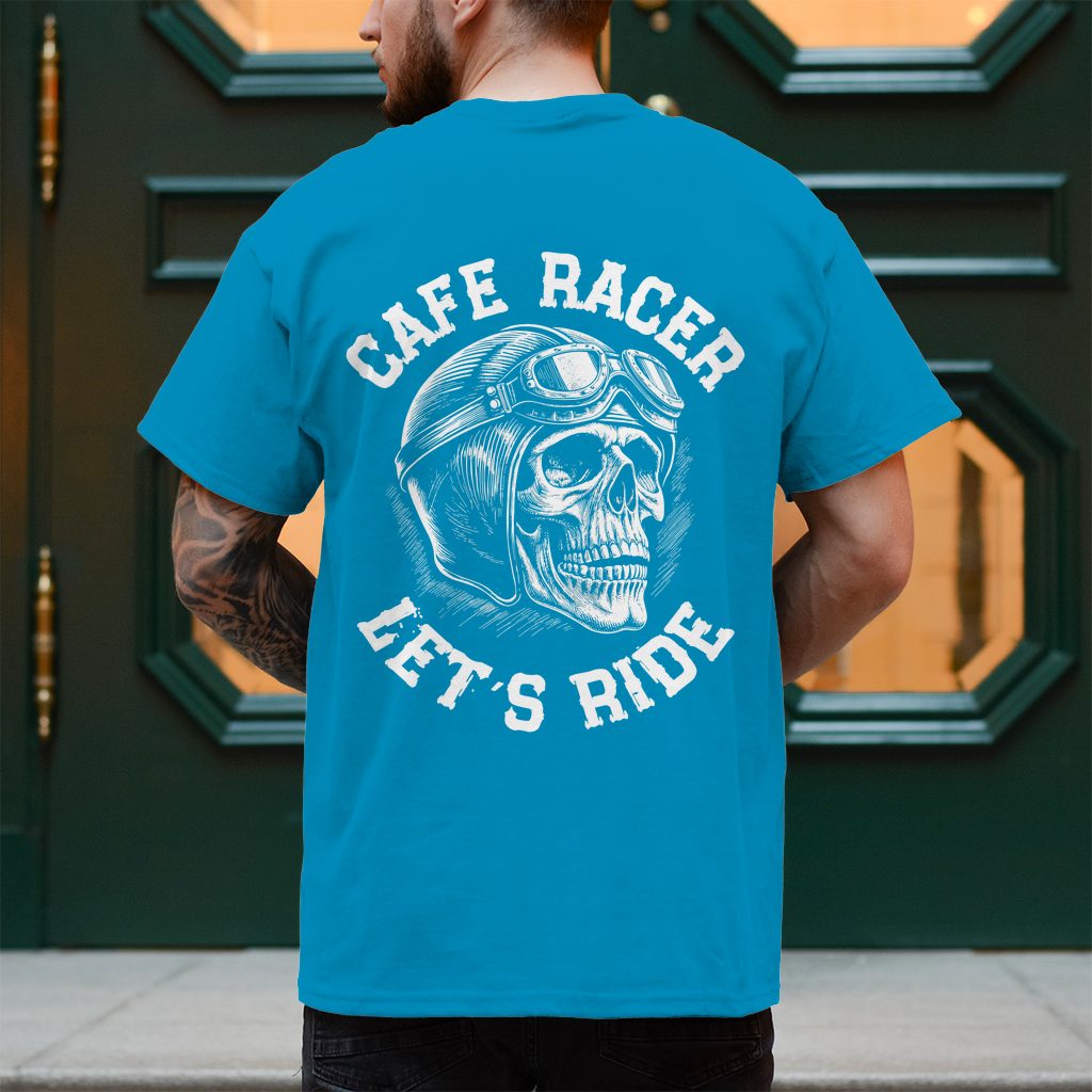 Biker T-Shirt "Cafe Racer Let´s Ride" Brust und Rückendruck