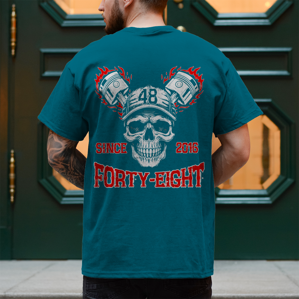 Biker T-Shirt "Forty-Eight" Brust und Rückendruck Variante 2