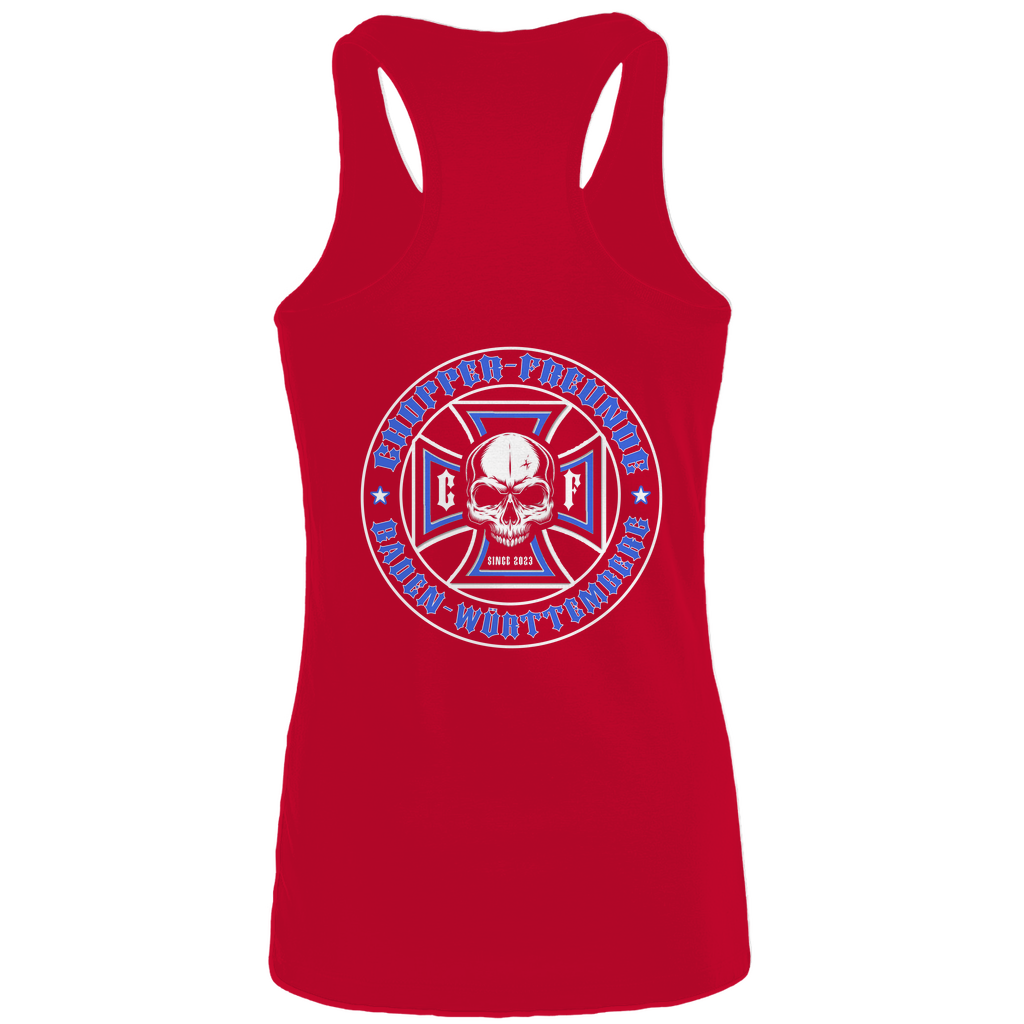 Damen Basic Tank Top Chopper-Freunde T-Shirt " Vorder und Rückendruck"