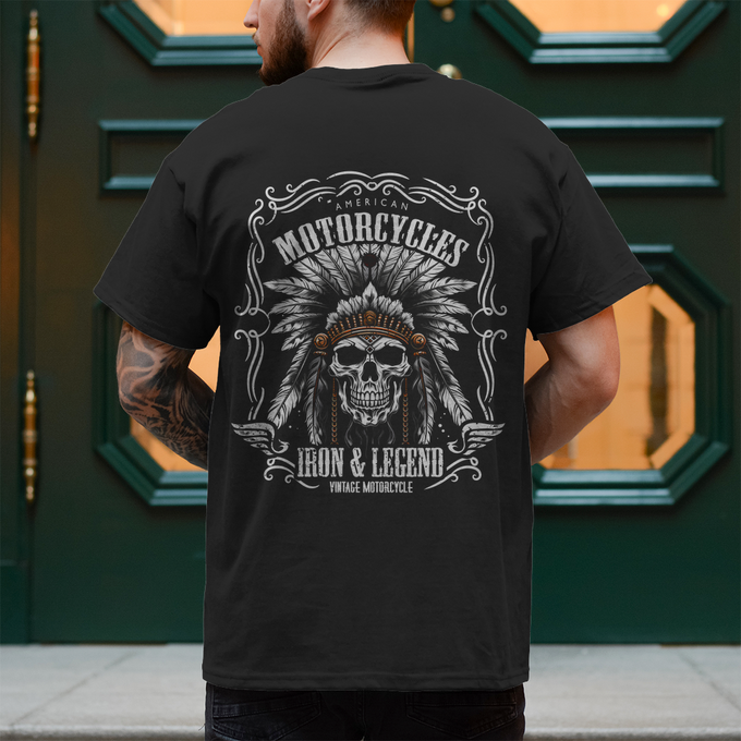Biker T-Shirt "Motorcycles Iron &Legend" Indian Biker – Produktansicht