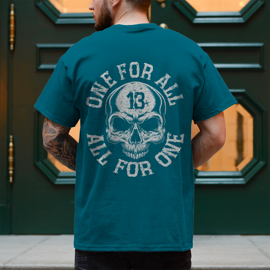 Biker T-Shirt "One for all, all for one" Brust und Rückendruck