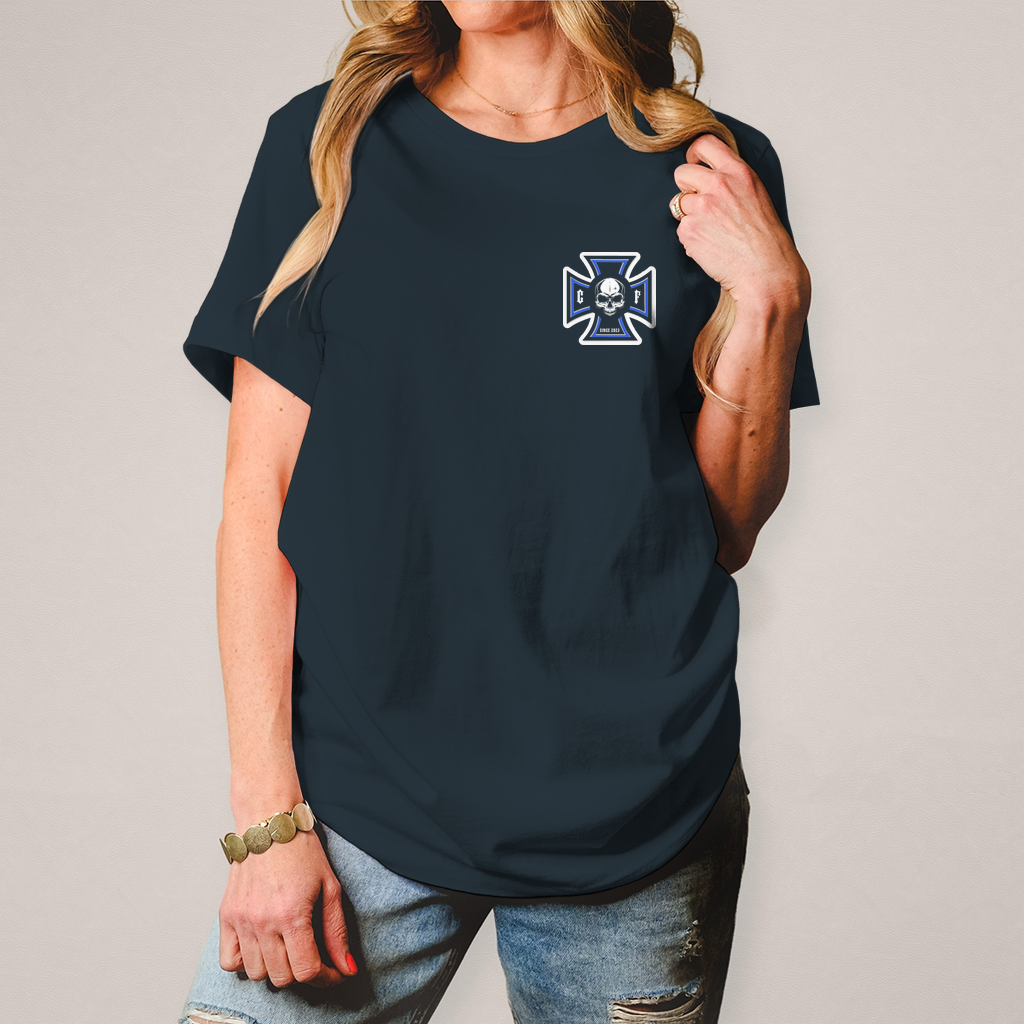 Damen Basic T-Shirt Chopper-Freunde  " Vorder und Rückendruck" Variante 1