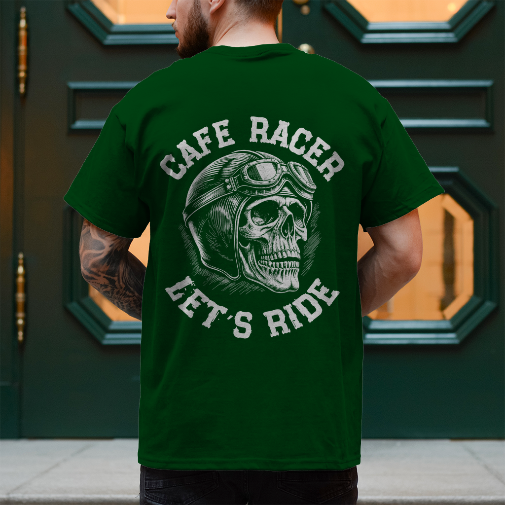 Biker T-Shirt "Cafe Racer Let´s Ride" Brust und Rückendruck