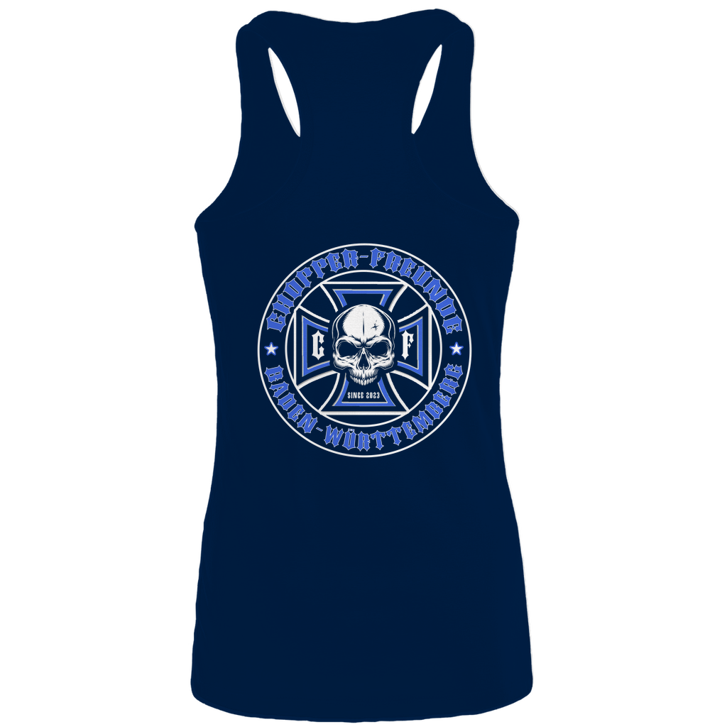 Damen Basic Tank Top Chopper-Freunde T-Shirt " Vorder und Rückendruck"