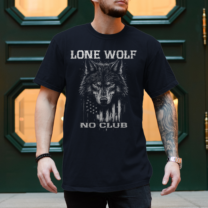 Biker T-Shirt "Lone Wolf No Club" Variante 3 – Produktansicht