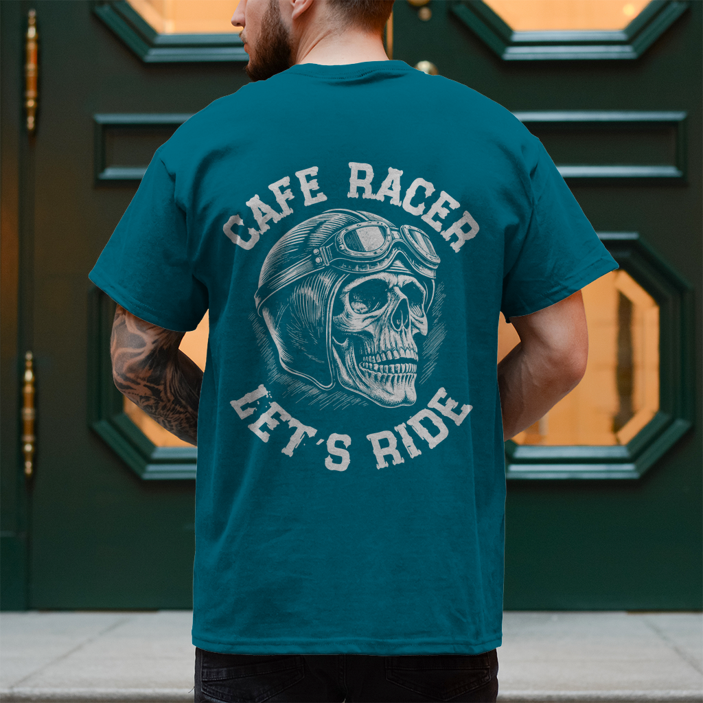 Biker T-Shirt "Cafe Racer Let´s Ride" Brust und Rückendruck