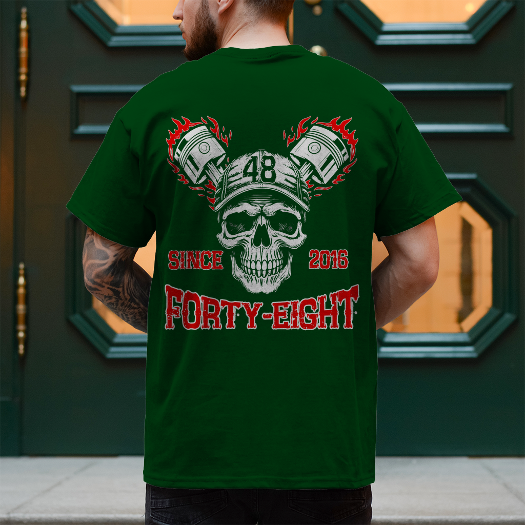 Biker T-Shirt "Forty-Eight" Brust und Rückendruck Variante 2