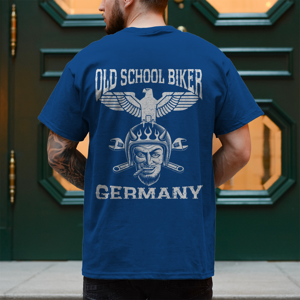 T-Shirt "Old School Biker Germany" Brust und Rückendruck