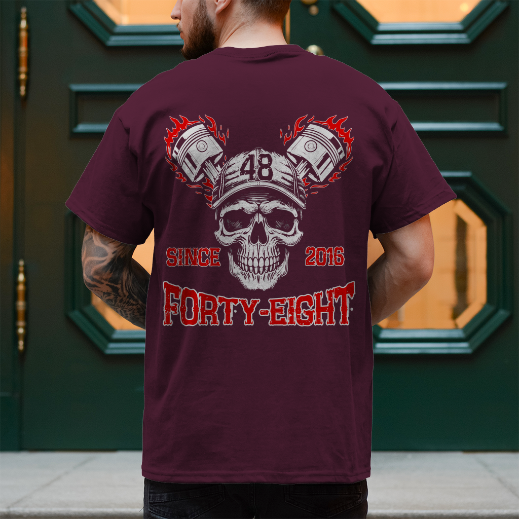 Biker T-Shirt "Forty-Eight" Brust und Rückendruck Variante 2