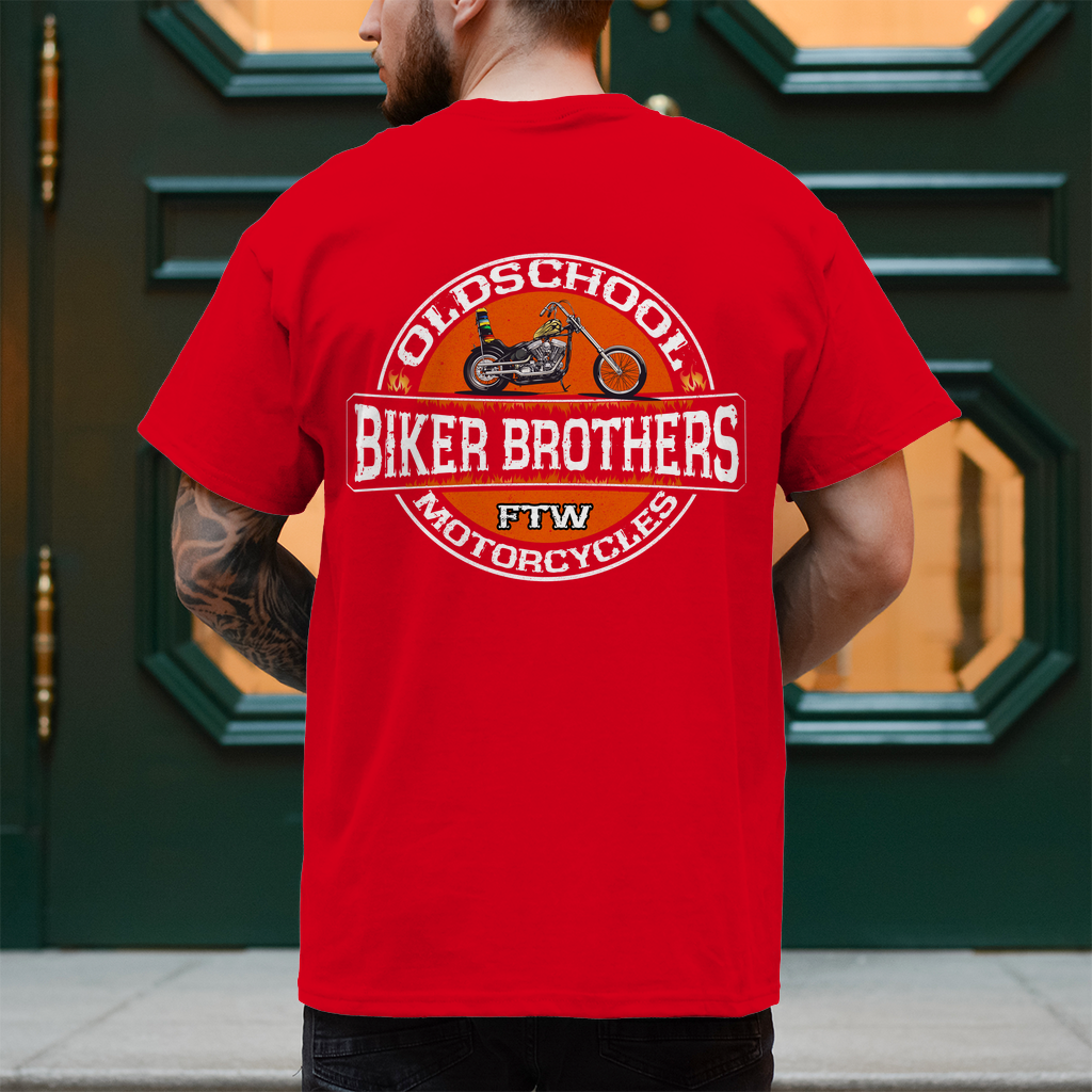 Herren T-Shirt Never Fuck A Fucker | Biker Statement Brust und Rückendruck Variante 1