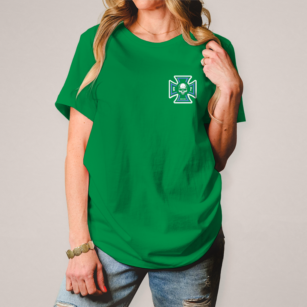 Damen Basic T-Shirt Chopper-Freunde  " Vorder und Rückendruck" Variante 1