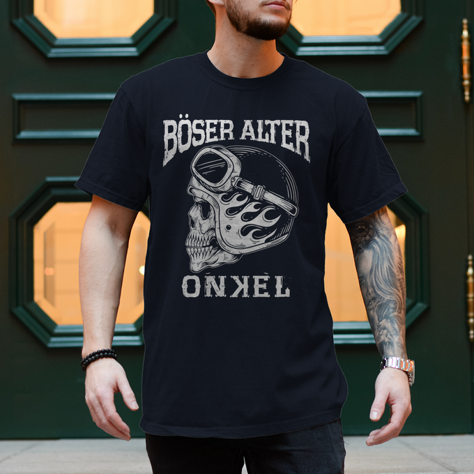 Biker Motorrad T-Shirts "Böser alter Onkel" – Produktansicht