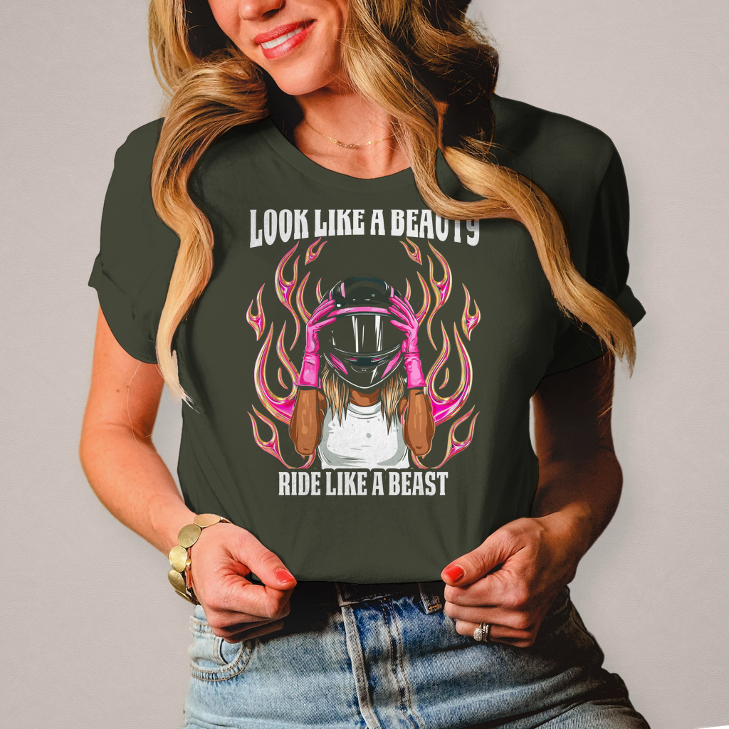 Damen T-Shirt"Look like a Beauty - Ride like a Beast" Biker Lady