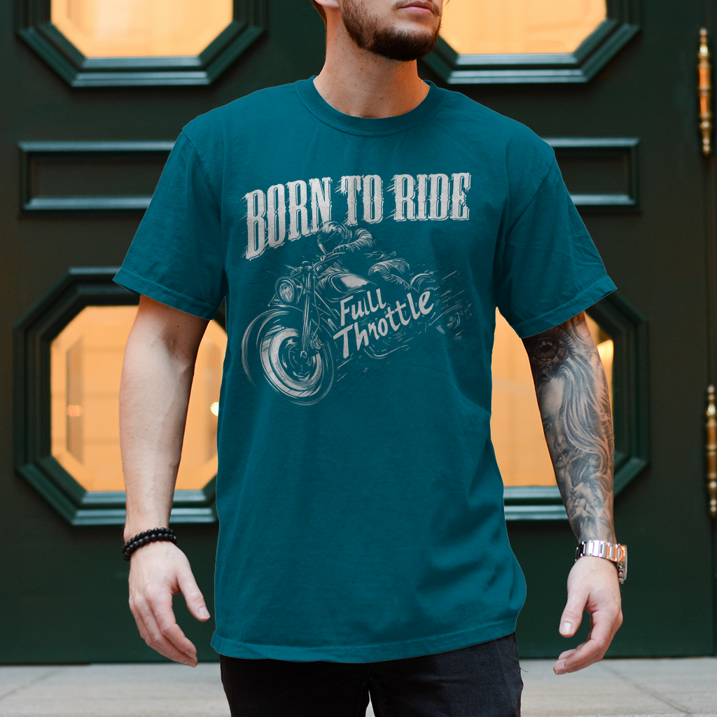 Biker Motorrad T-Shirts: Born To Ride Full Throttle