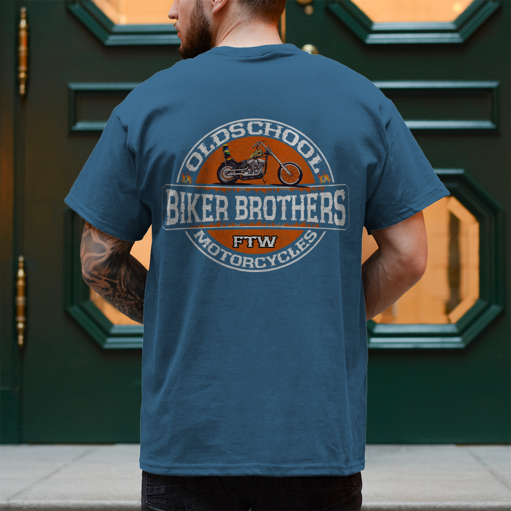 Herren T-Shirt Never Fuck A Fucker | Biker Statement Brust und Rückendruck Variante 1