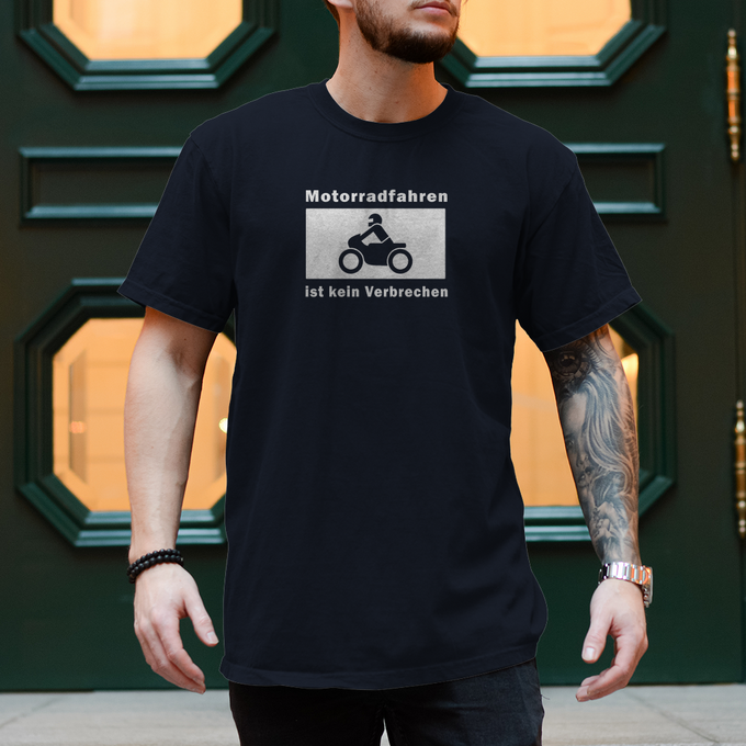 Biker Motorrad T-Shirts: Motorradfahren ist kein Verbrechen – Produktansicht