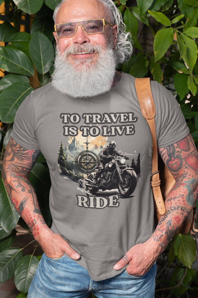 Biker T-Shirt: To Travel Is To Live Ride Variante2 – Produktansicht