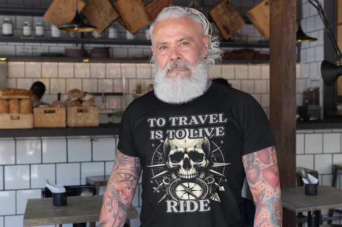 Biker Shirt: To Travel Is To Live Ride Skull Variante – Produktansicht