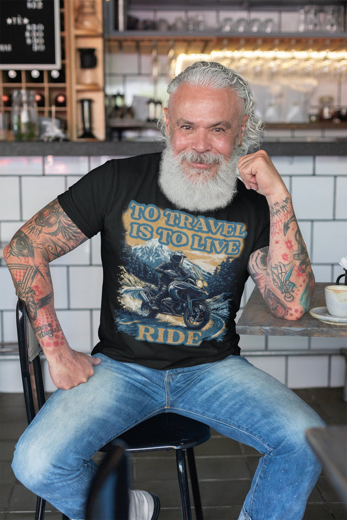 Biker Shirt: To travel is to live – RIDE – Produktansicht