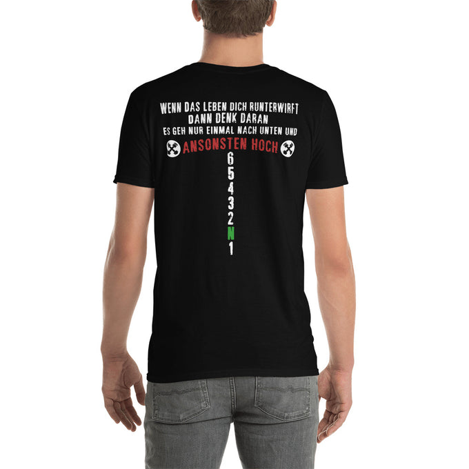 Biker Motorrad T-Shirts "Wenn das Leben Dich runterwirft Dann denk daran " – Schwarz – Rückansicht