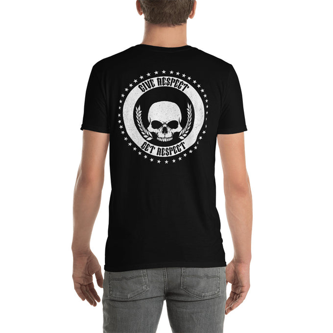Biker Motorrad T-Shirt" Give Respect Get Respect" Variante 2 – Schwarz – Rückansicht