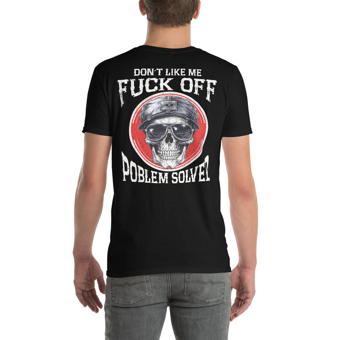 Biker Motorrad T-Shirts "Dont Like Me Fuck Off Problem Solved" Variante 2 – Schwarz – Rückansicht
