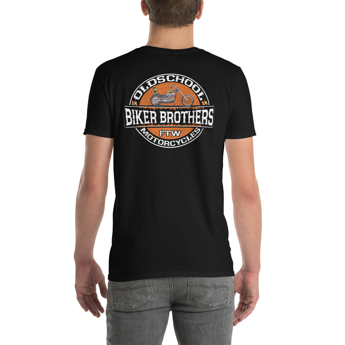 Biker Motorrad T-Shirt"Oldschool Biker-Brother" Variante2 – Schwarz – Rückansicht