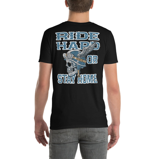 Biker Motorrad T-Shirt:"Ride Hard" Variante 3 – Schwarz – Rückansicht