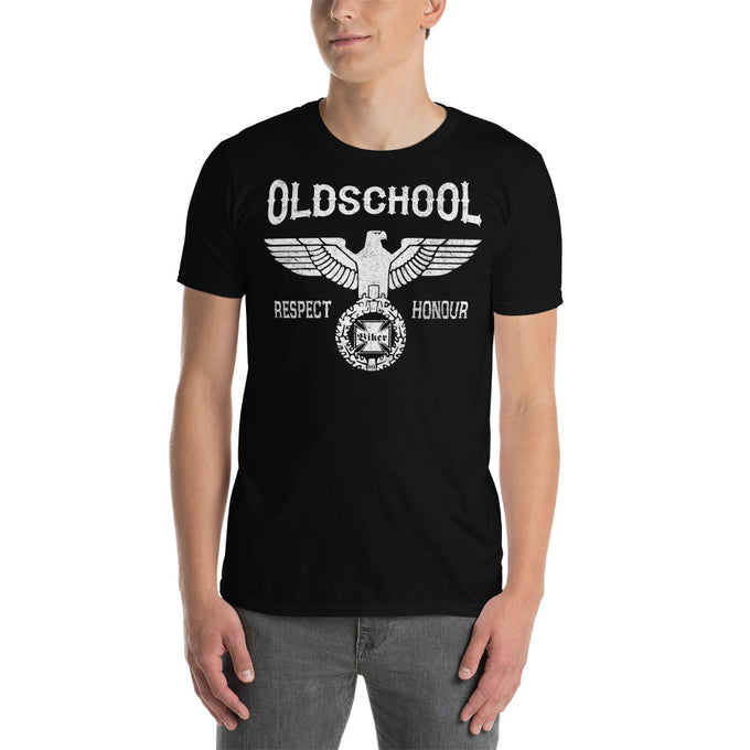 Biker Motorrad T-Shirt"Oldschool " Variante 9 – Schwarz – Vorderansicht
