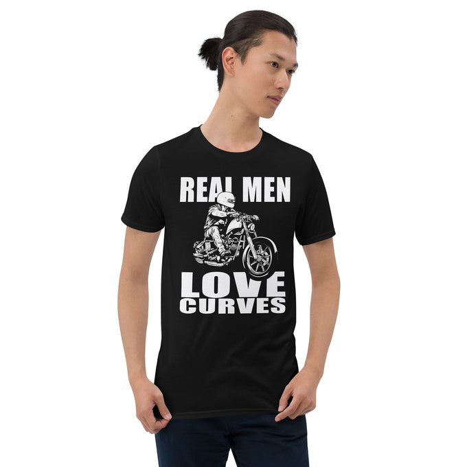 Biker Motorrad T-Shirt " Reel Men Love Curves" Variante 2 – Schwarz – Vorderansicht