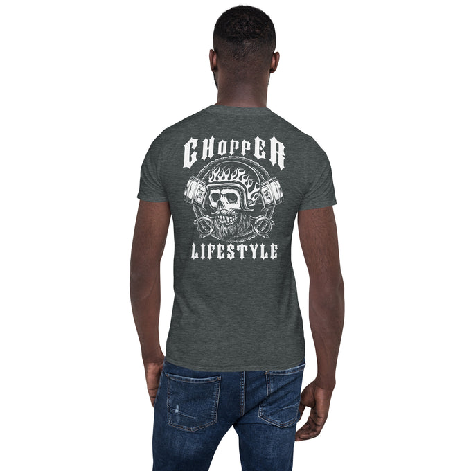 Biker Motorrad T-Shirts " Chopper LIFESTYLE" Variante 3 – Dunkelgrau meliert – Rückansicht