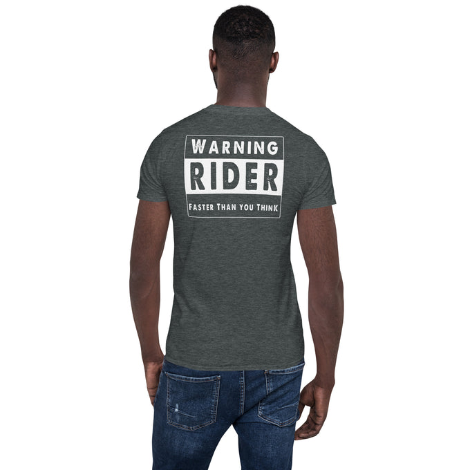 Biker Motorrad T-Shirts "Warning Rider Faster Than you ThinK" – Dunkelgrau meliert – Rückansicht