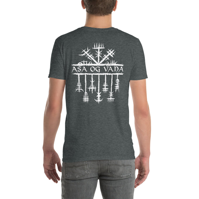 Wikinger T-Shirt und Hoodies Wikinger " Asa Og Vana" Variante 5 – Dunkelgrau meliert – Rückansicht