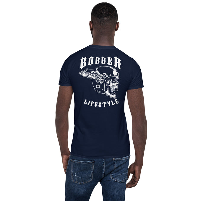 Biker Motorrad T-Shirts " BOBBER LIFESTYLE" Variante 3 – Marineblau – Rückansicht