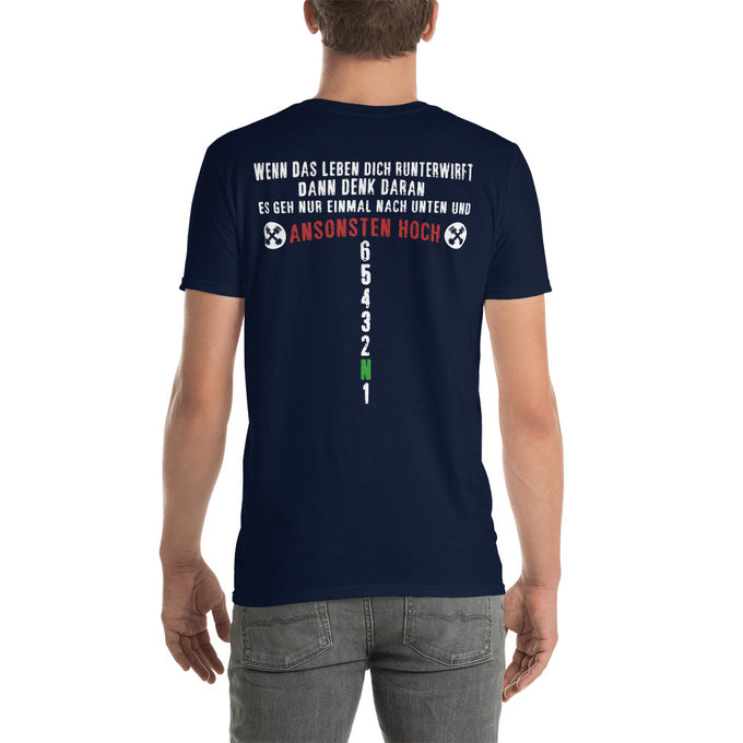 Biker Motorrad T-Shirts "Wenn das Leben Dich runterwirft Dann denk daran " – Marineblau – Rückansicht