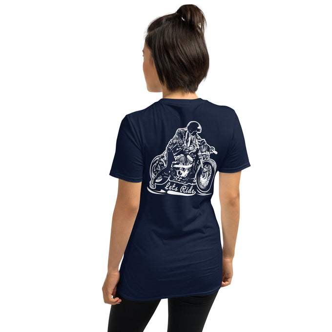 Damen T-Shirt "Let´s Ride Rückendruck" – Marineblau – Rückansicht
