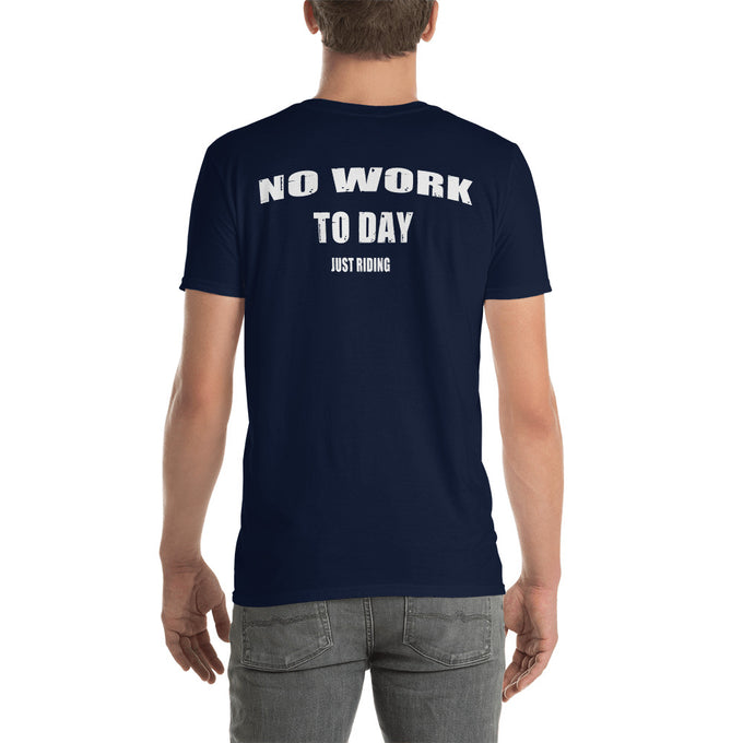 Biker Motorrad T-Shirtt "NO WORK TO DAY JUST RIDING" – Marineblau – Rückansicht