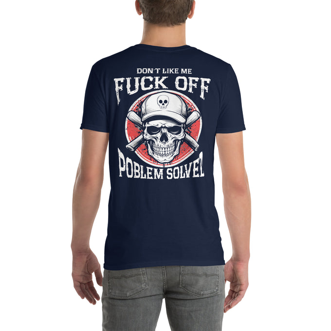 Biker T-Shirt "Dont Like Me Fuck Off Problem Solved" Variante 1 – Marineblau – Rückansicht