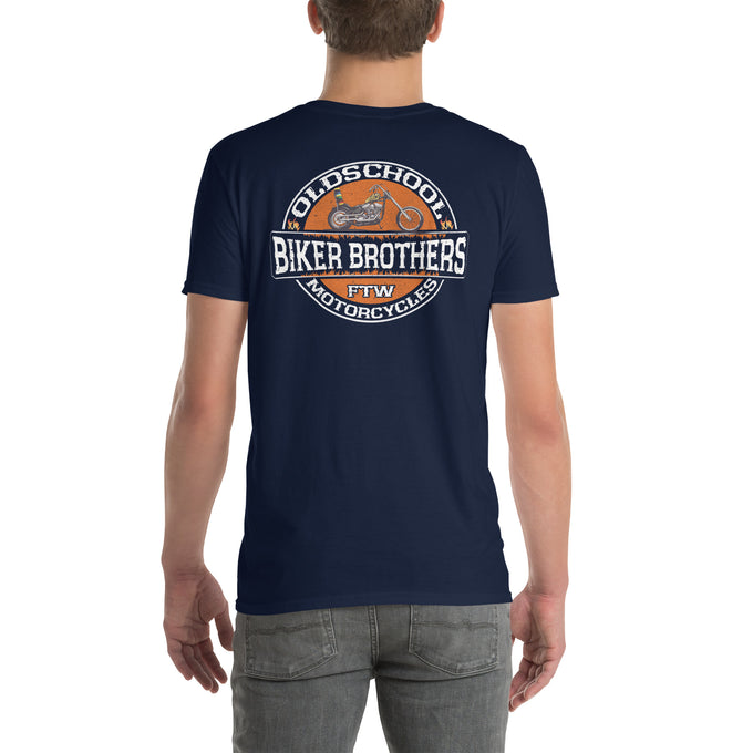 Biker Motorrad T-Shirt"Oldschool Biker-Brother" Variante2 – Marineblau – Rückansicht