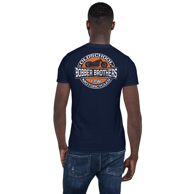 Biker Motorrad T-Shirt "Oldschool Bobber-Brother" Variante1 – Marineblau – Rückansicht