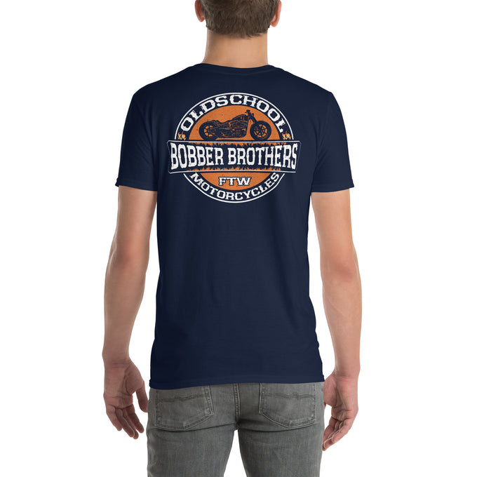 Biker Motorrad T-Shirts "Bobber-Brothers" Variante1 – Marineblau – Rückansicht