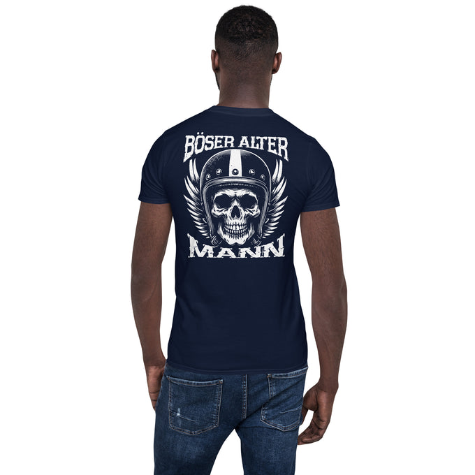 Biker Motorrad T-Shirts "Böser alter Mann" Variante 3 – Marineblau – Rückansicht