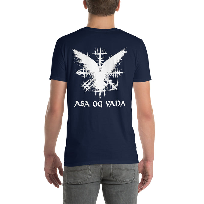 Wikinger T-Shirt und Hoodies Wikinger " Asa Og Vana" Variante 4 – Marineblau – Rückansicht