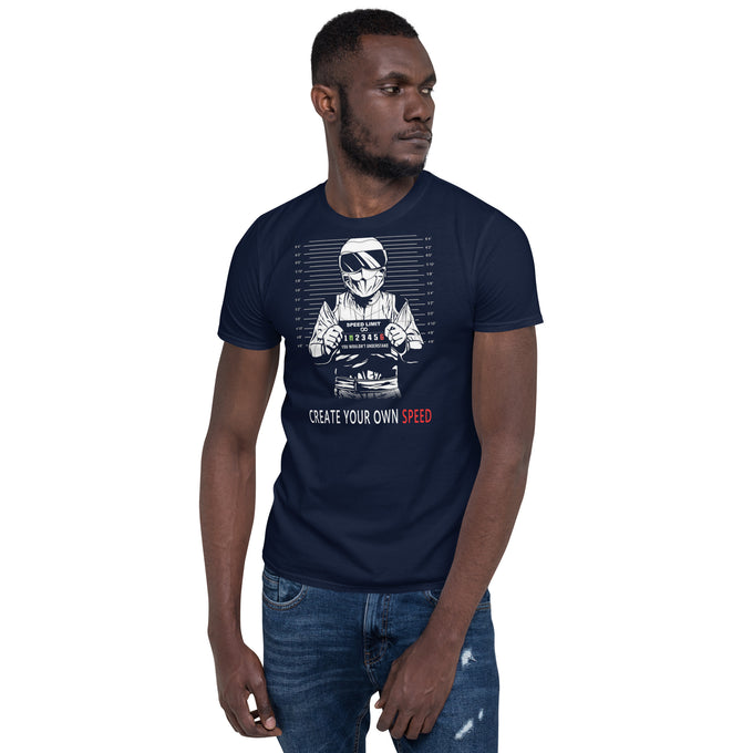 Biker Motorrad T-Shirts " Speed Limit Create Your Own Speed" Variante 6 – Marineblau – Vorderansicht