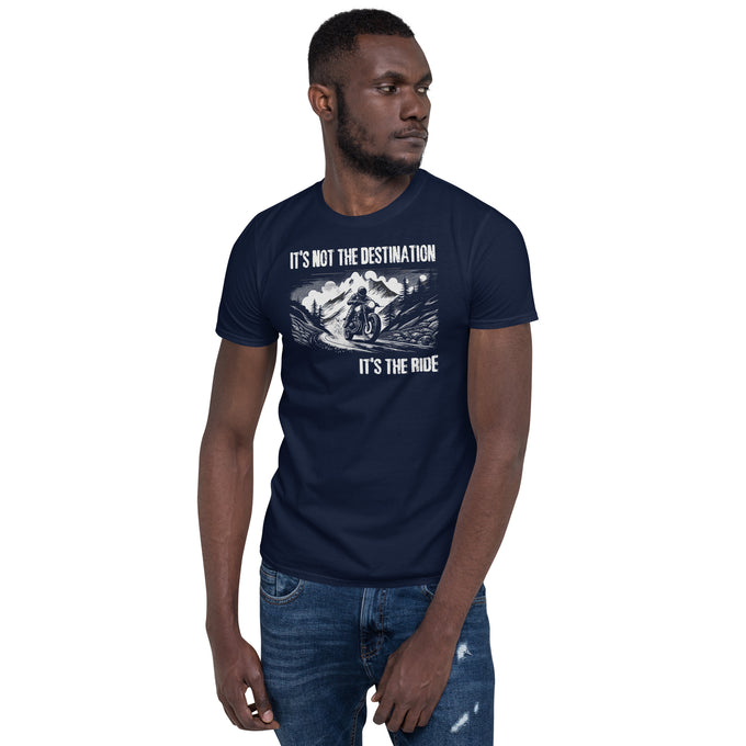 Biker Motorrad T-Shirt"Its the not the Destination, It's the Ride" Variante 3 – Marineblau – Vorderansicht