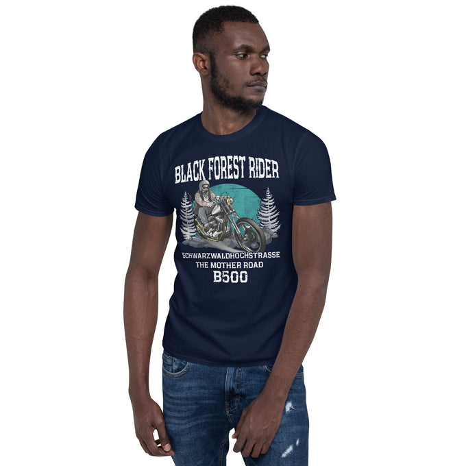 Biker Motorrad T-Shirts "Schwarzwaldhochstrasse B500 Black Forest Rider" Variante 8 – Marineblau – Vorderansicht