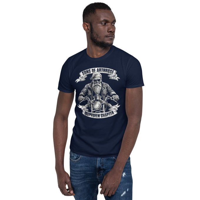 Biker Motorrad T-Shirts " Sons of Arthrose - Ibuprofen Chapter Biker " Variante 2 – Marineblau – Vorderansicht